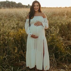 Momyknows off the shoulder maxi dress maternity baby shower